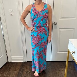 Lily Pulitzer Vibrant Blue and Pink Floral Maxi Dress
